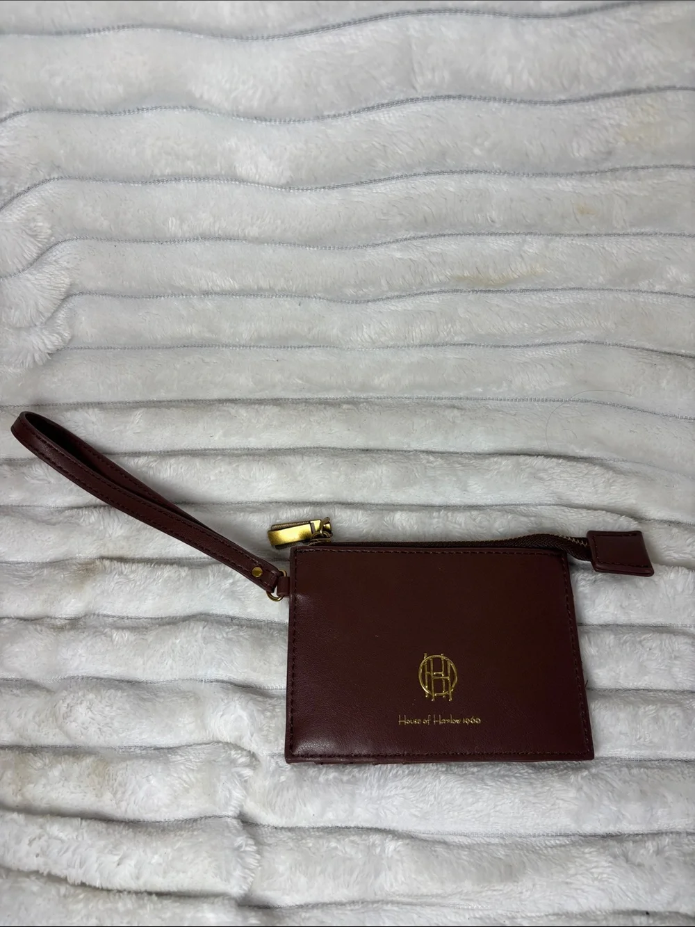 House of Harlow 1960 Brown Leather Wristlet Card Case